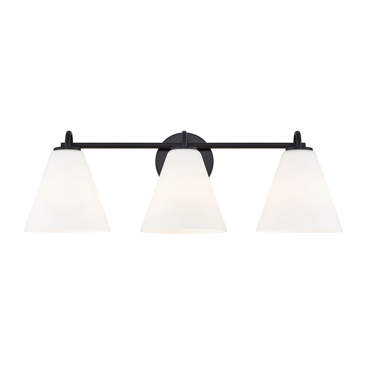 Justice Designs - FSN-8363-OPAL-MBLK - Three Light Bath Bar - Fusion - Matte Black
