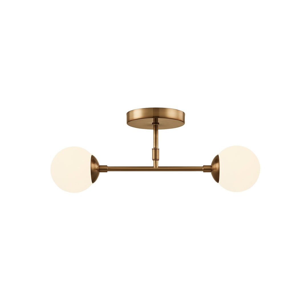 Justice Designs - FSN-9019-ETCH-BRSS - Two Light Semi-Flush Mount - Fusion - Brushed Brass