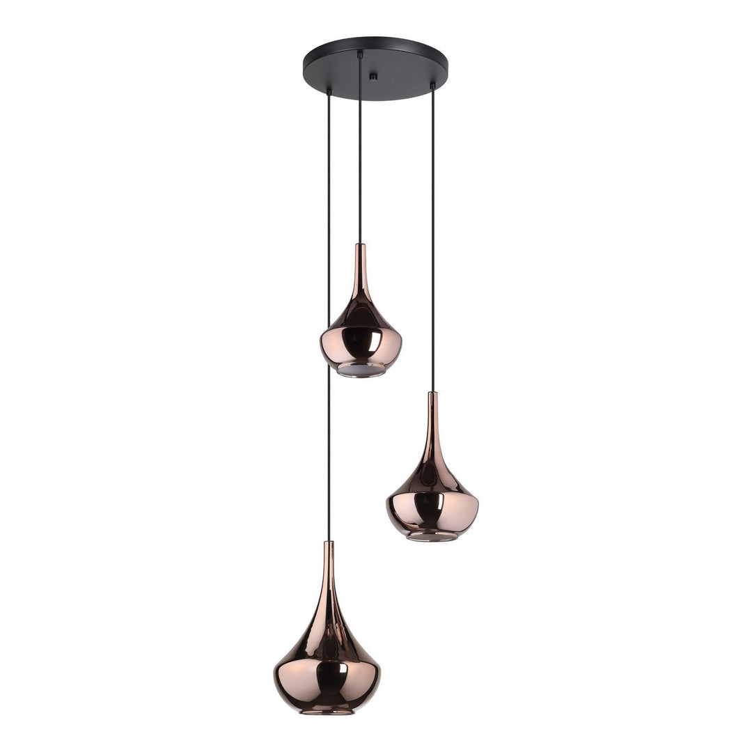 Almoster Three Light Pendant in Black, Copper Smoked Eglo Canada