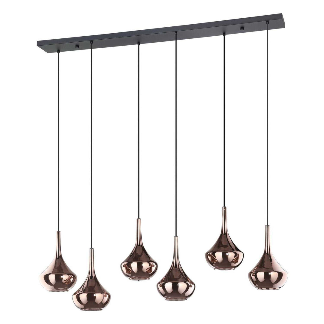 Almoster Six Light Pendant in Black, Copper Smoked Eglo Canada