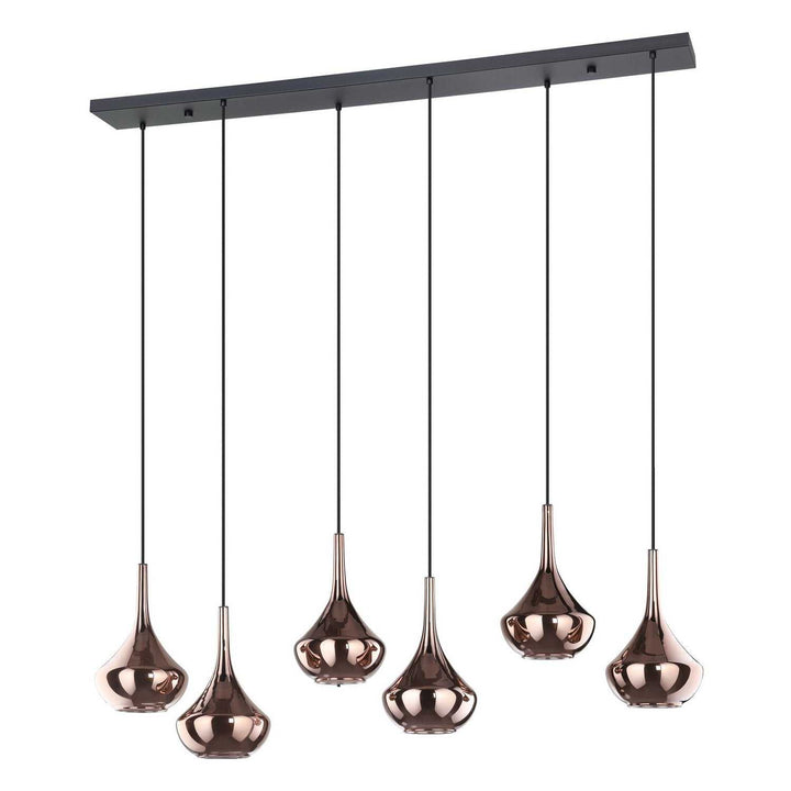 Almoster Six Light Pendant in Black, Copper Smoked Eglo Canada