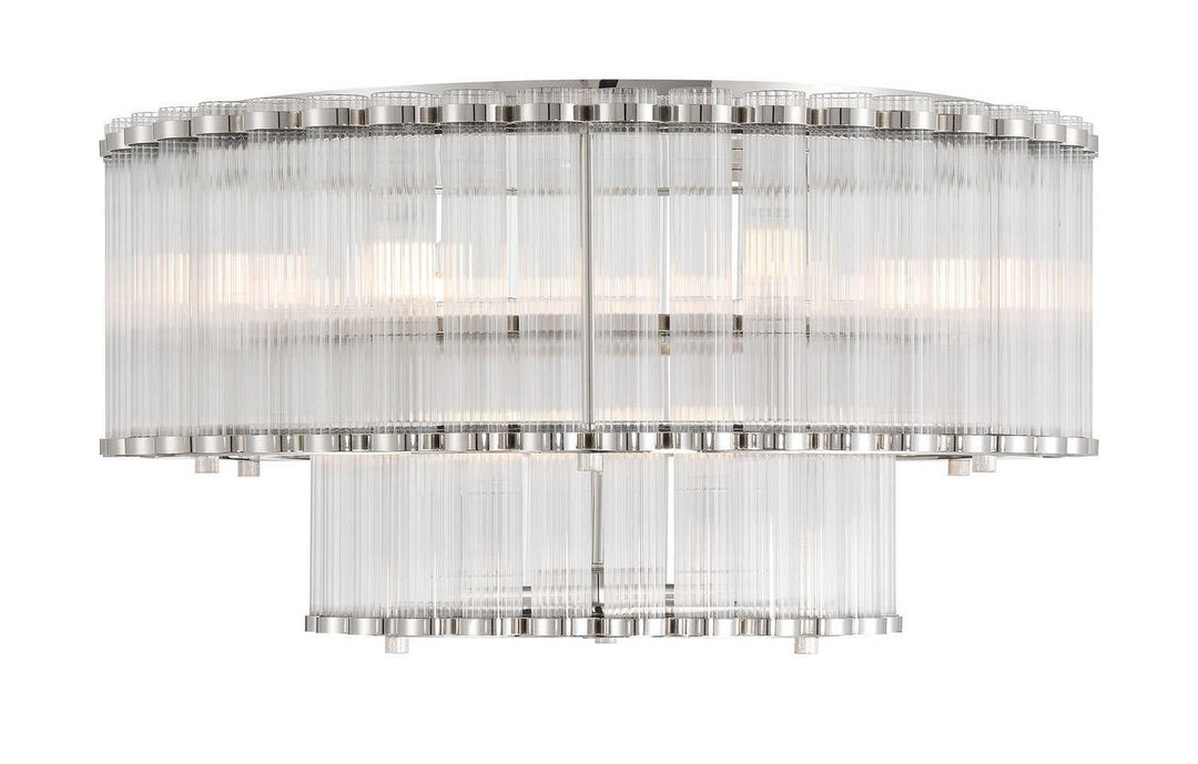 Glasbury Nine Light Flush Mount in Polished Nickel Eurofase Canada