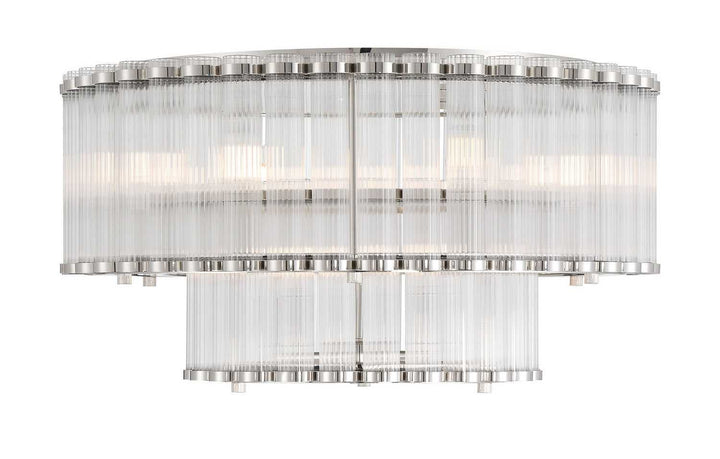 Glasbury Nine Light Flush Mount in Polished Nickel Eurofase Canada