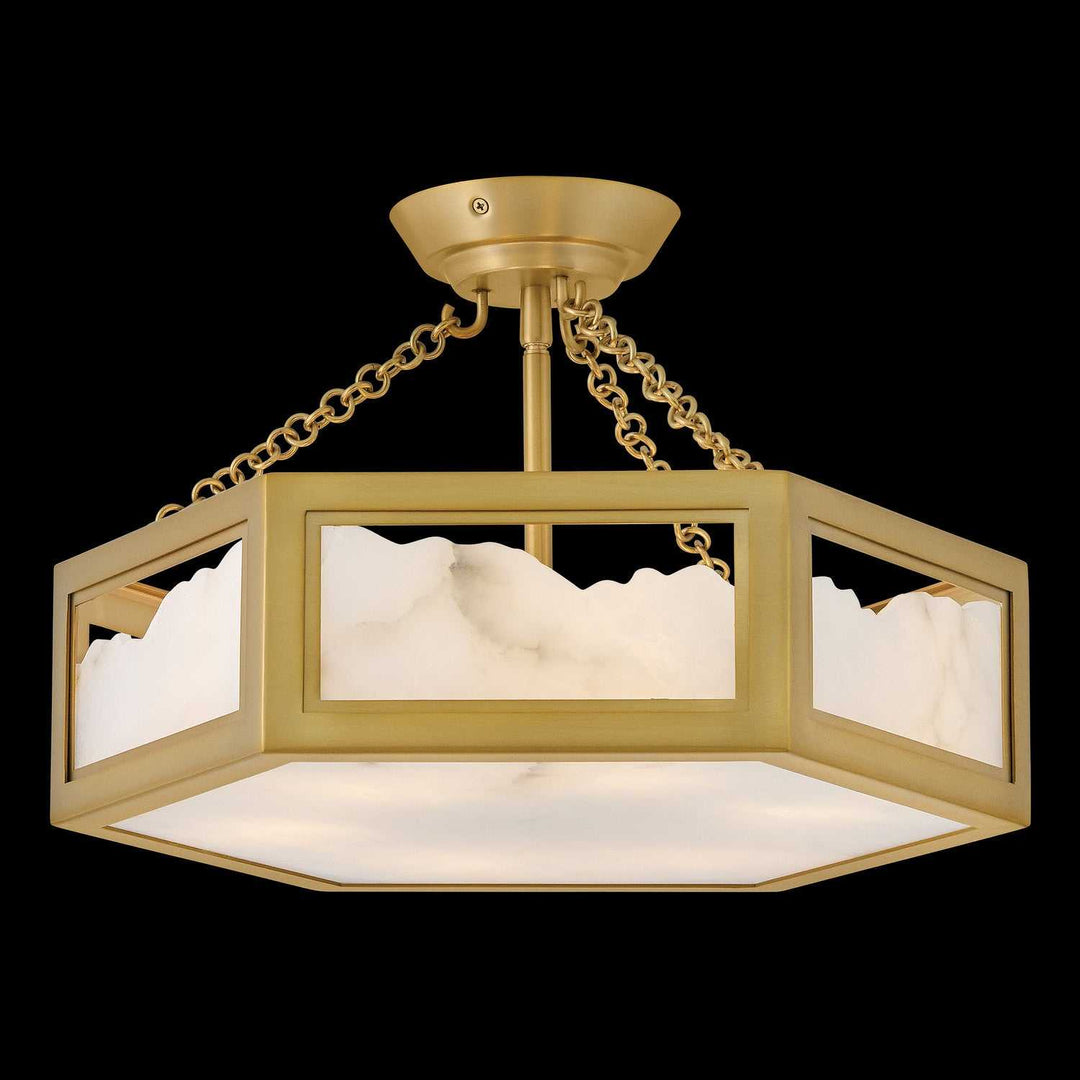 Veleta LED Semi Flush Mount in Lacquered Brass Fredrick Ramond Canada