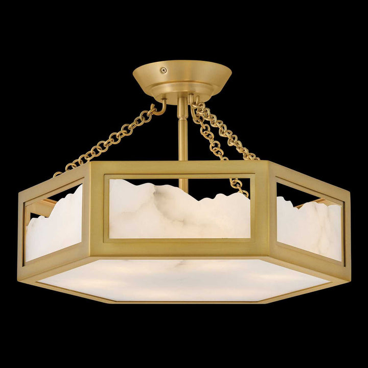 Veleta LED Semi Flush Mount in Lacquered Brass Fredrick Ramond Canada