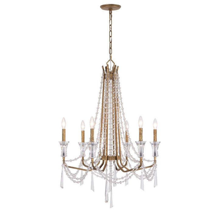 Barcelona Six Light Chandelier in Brass Kisser Varaluz