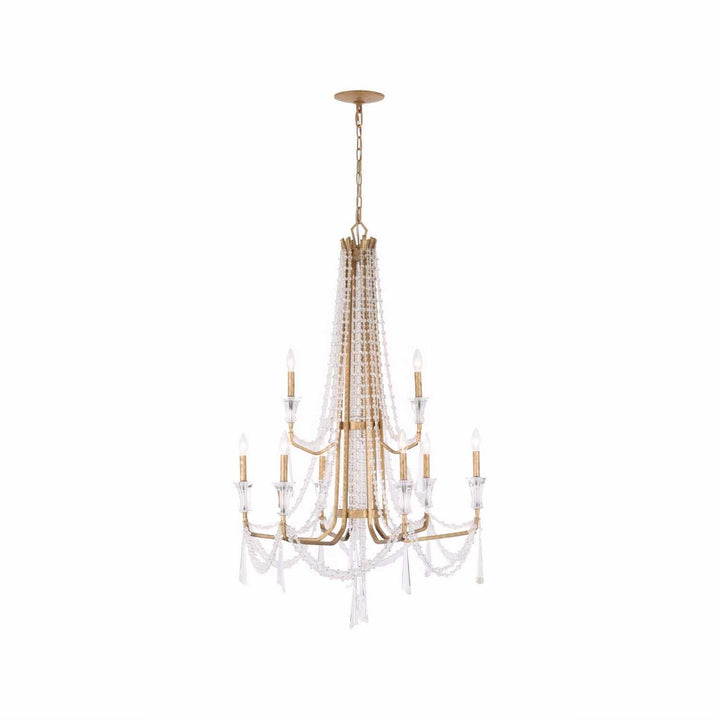 Barcelona Nine Light Chandelier in Brass Kisser Varaluz