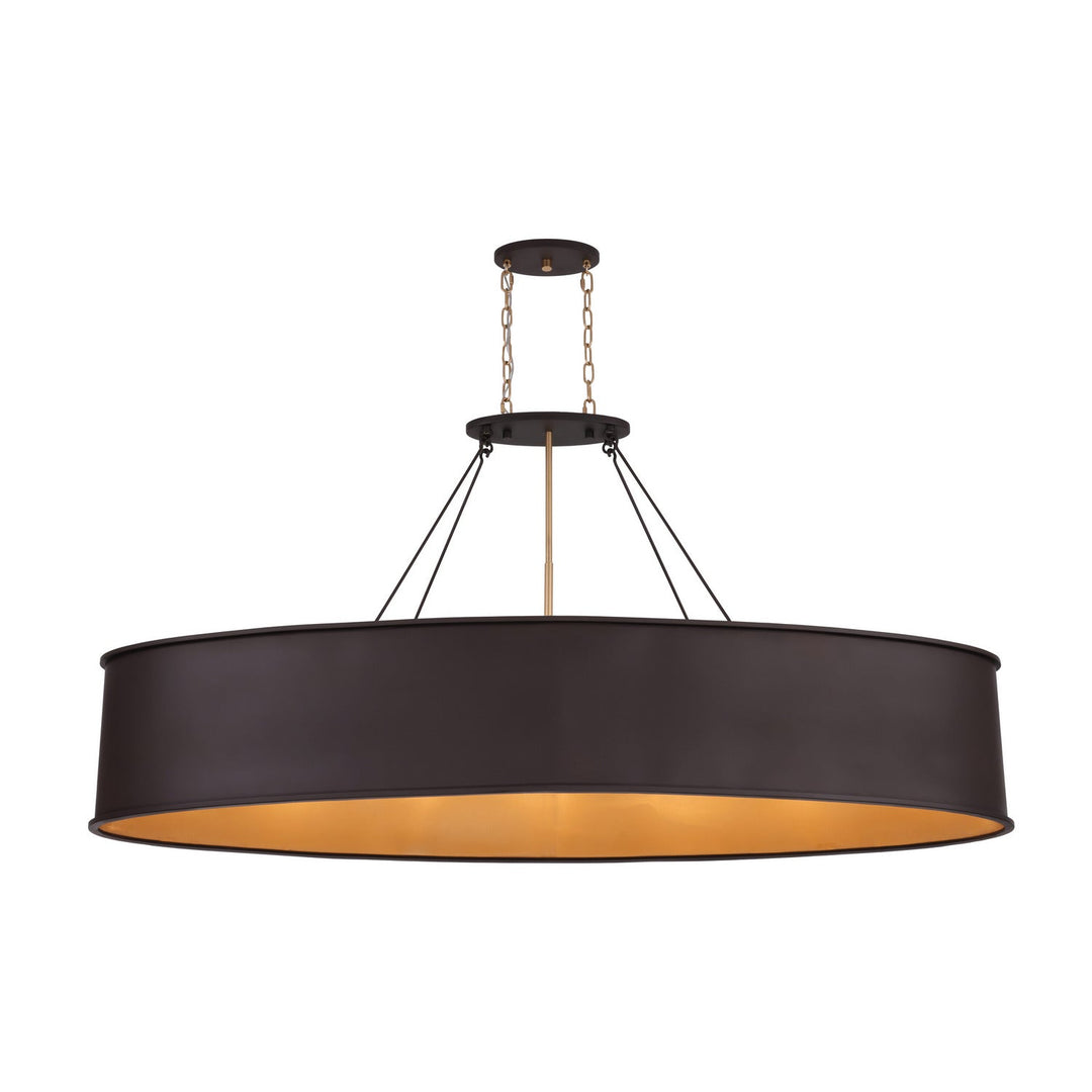 Cannery Seven Light Linear Pendant in Dark Bronze / French Gold Varaluz