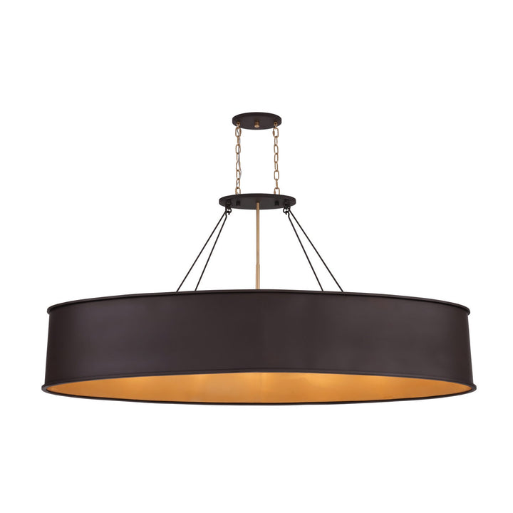 Cannery Seven Light Linear Pendant in Dark Bronze / French Gold Varaluz