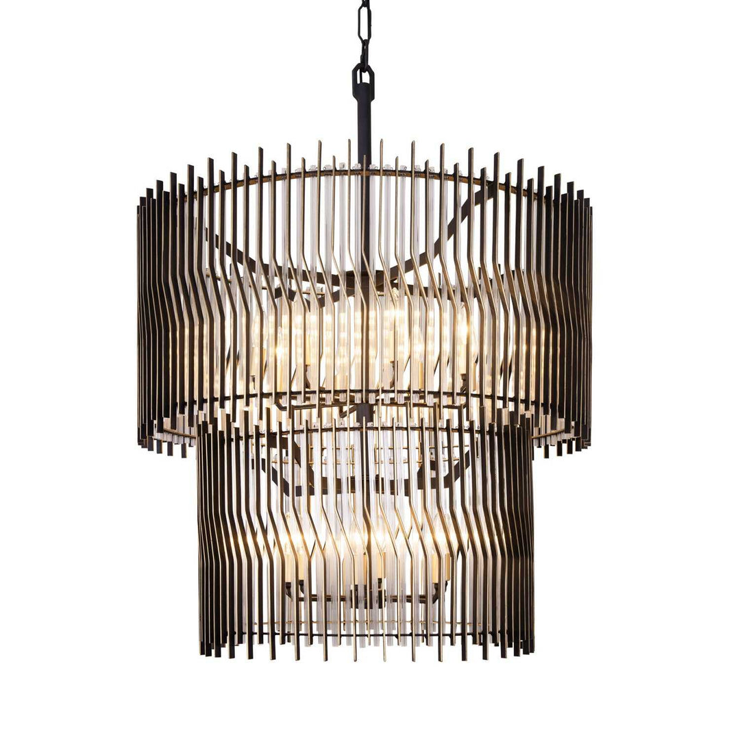 Park Row 14 Light Chandelier in Matte Black/French Gold Varaluz