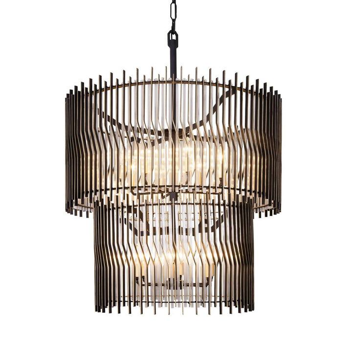 Park Row 14 Light Chandelier in Matte Black/French Gold Varaluz