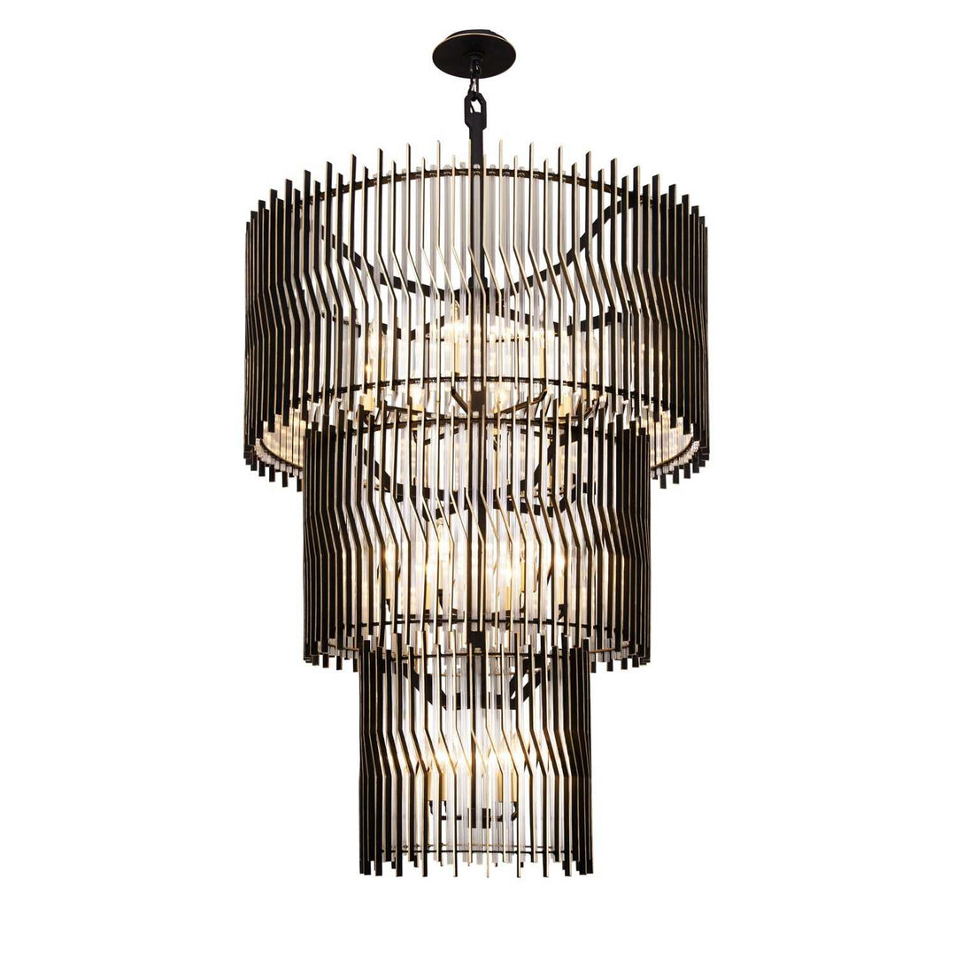 Park Row 18 Light Chandelier in Matte Black/French Gold Varaluz