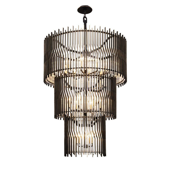 Park Row 18 Light Chandelier in Matte Black/French Gold Varaluz