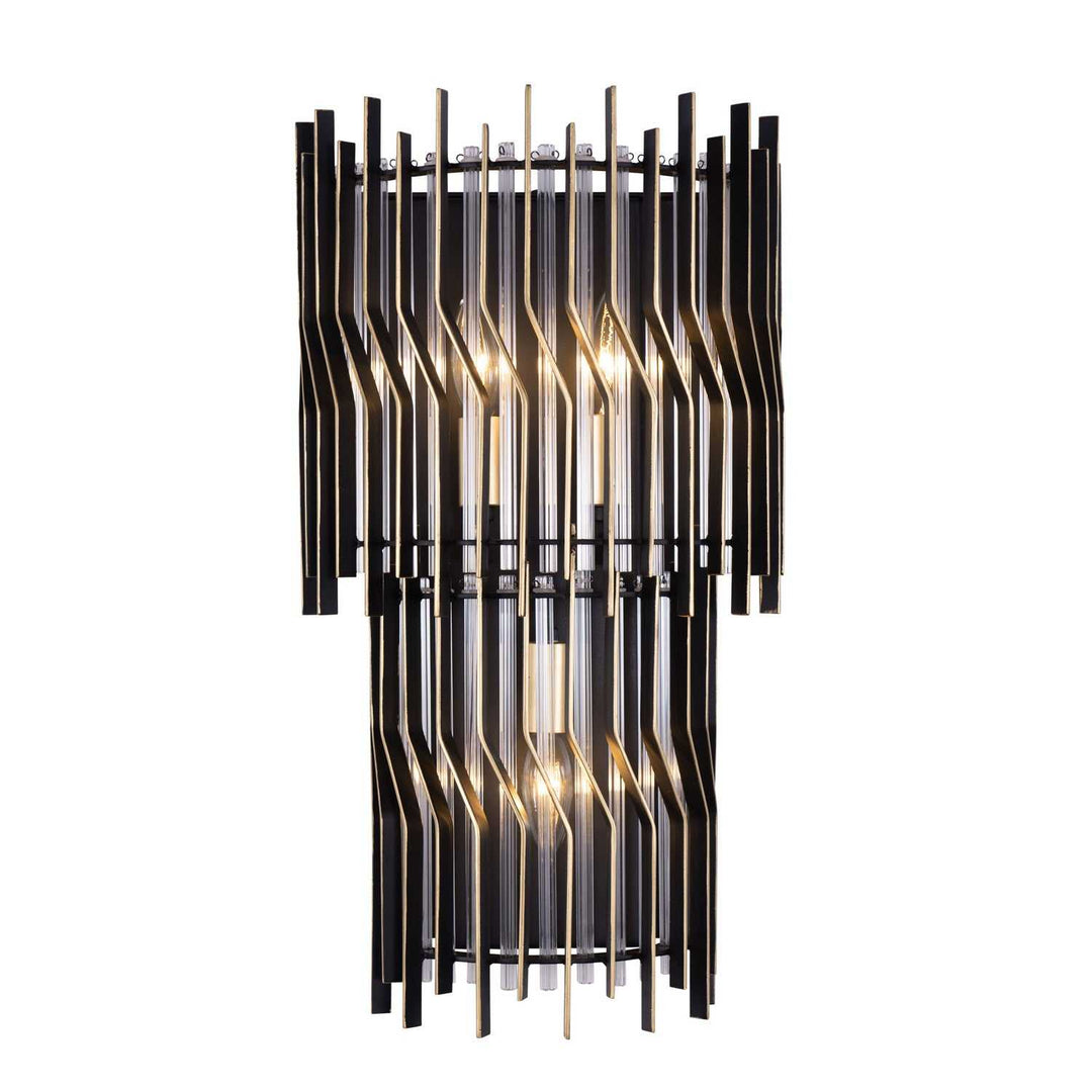 Park Row Three Light Wall Sconce in Matte Black/French Gold Varaluz
