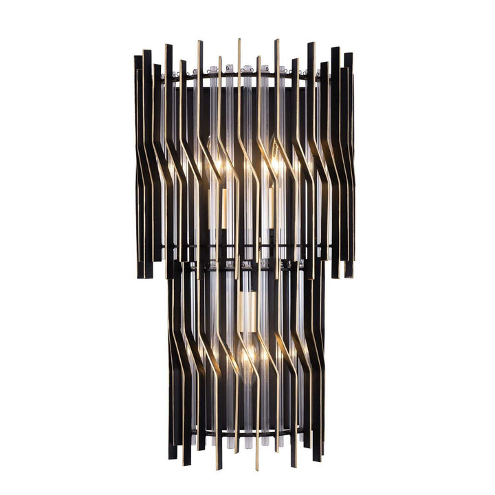 Park Row Three Light Wall Sconce in Matte Black/French Gold Varaluz