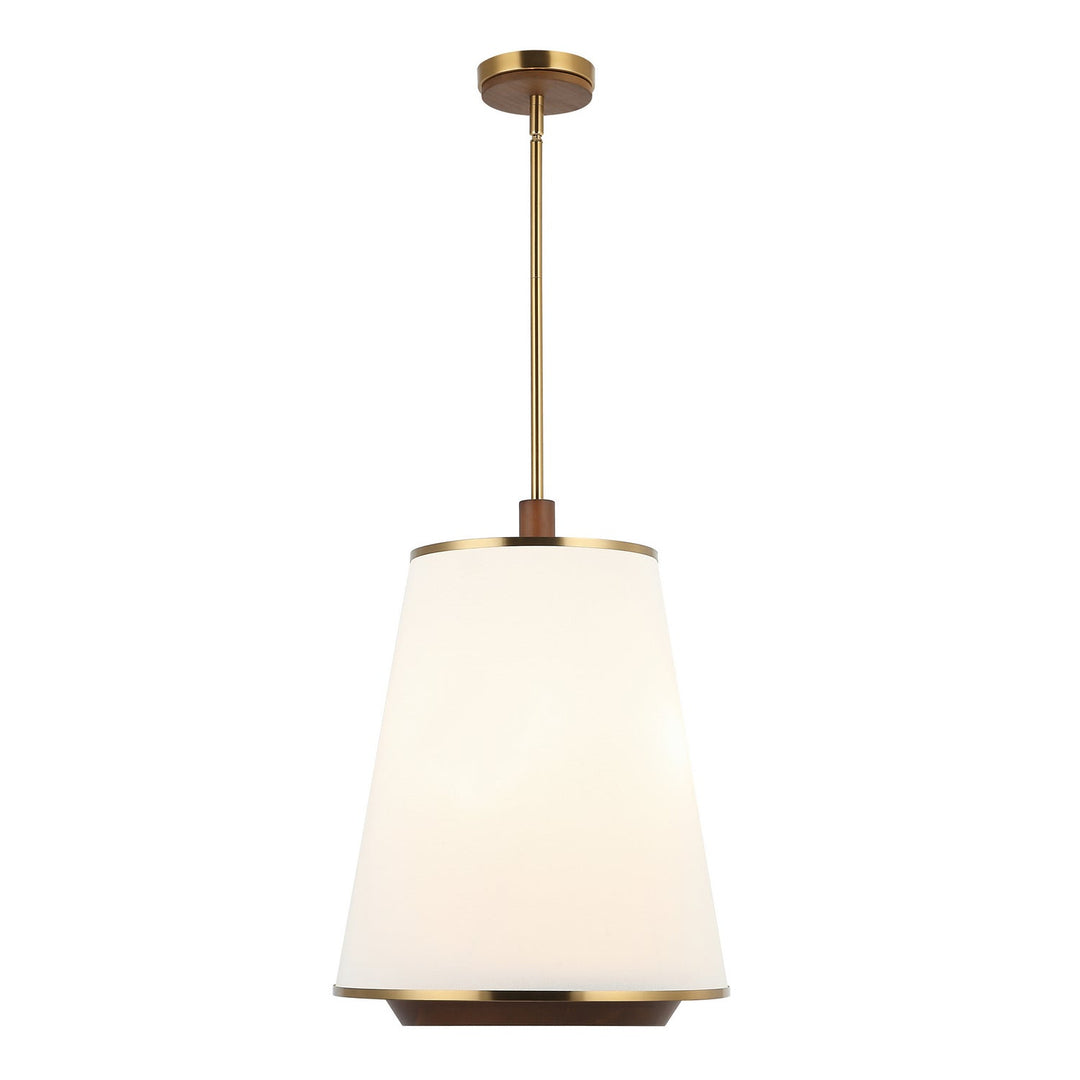 Desert Flyer Three Light Foyer Pendant in Satin Brass/Medium Walnut Varaluz