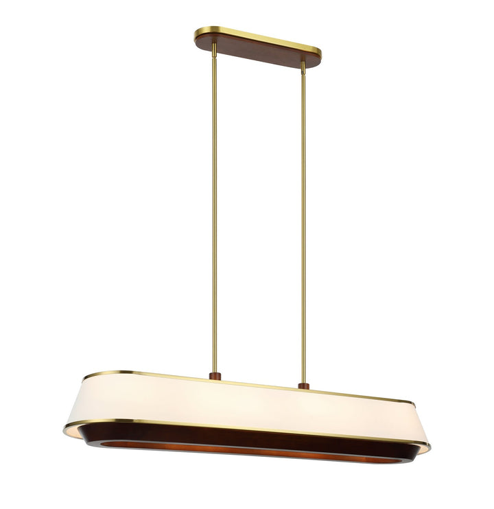 Desert Flyer Six Light Linear Pendant in Satin Brass/Medium Walnut Varaluz
