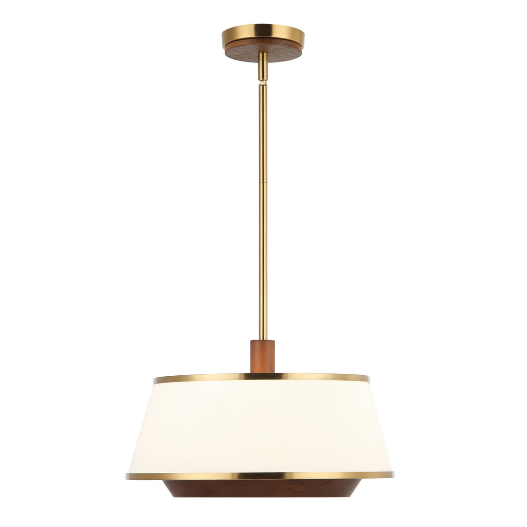 Desert Flyer Three Light Convertible Pendant/Semi-Flush in Satin Brass/Medium Walnut Varaluz