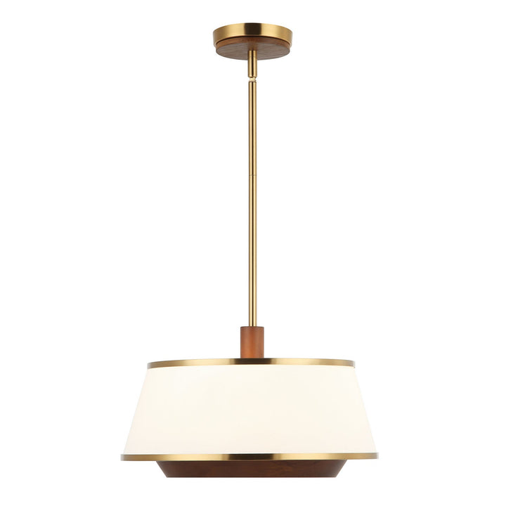 Desert Flyer Three Light Convertible Pendant/Semi-Flush in Satin Brass/Medium Walnut Varaluz