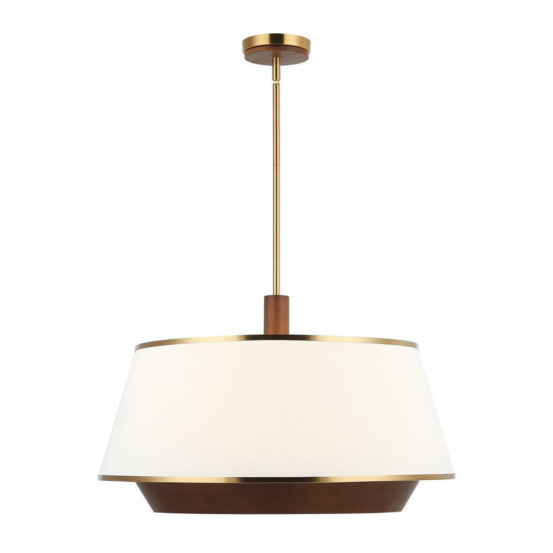 Desert Flyer Six Light Pendant in Satin Brass/Medium Walnut Varaluz