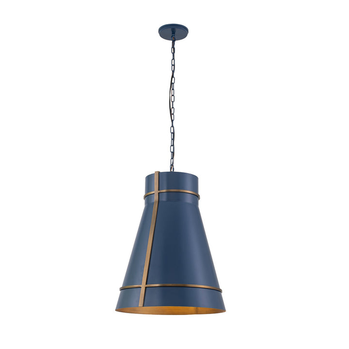 Brasserie One Light Pendant in French Blue/Heritage Bronze Varaluz