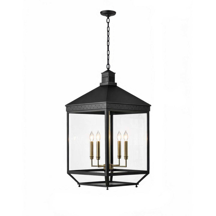 Midnight Manor Four Light Pendant in Blackened Zinc/Antique Bronze Varaluz