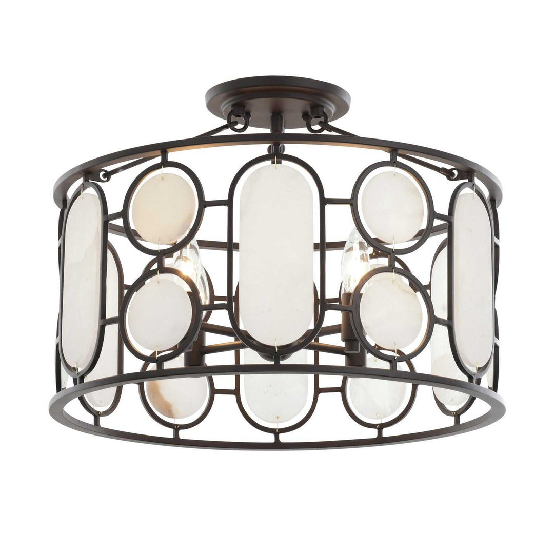 Oval Office Four Light Semi-Flush Mount in Ironclad Varaluz