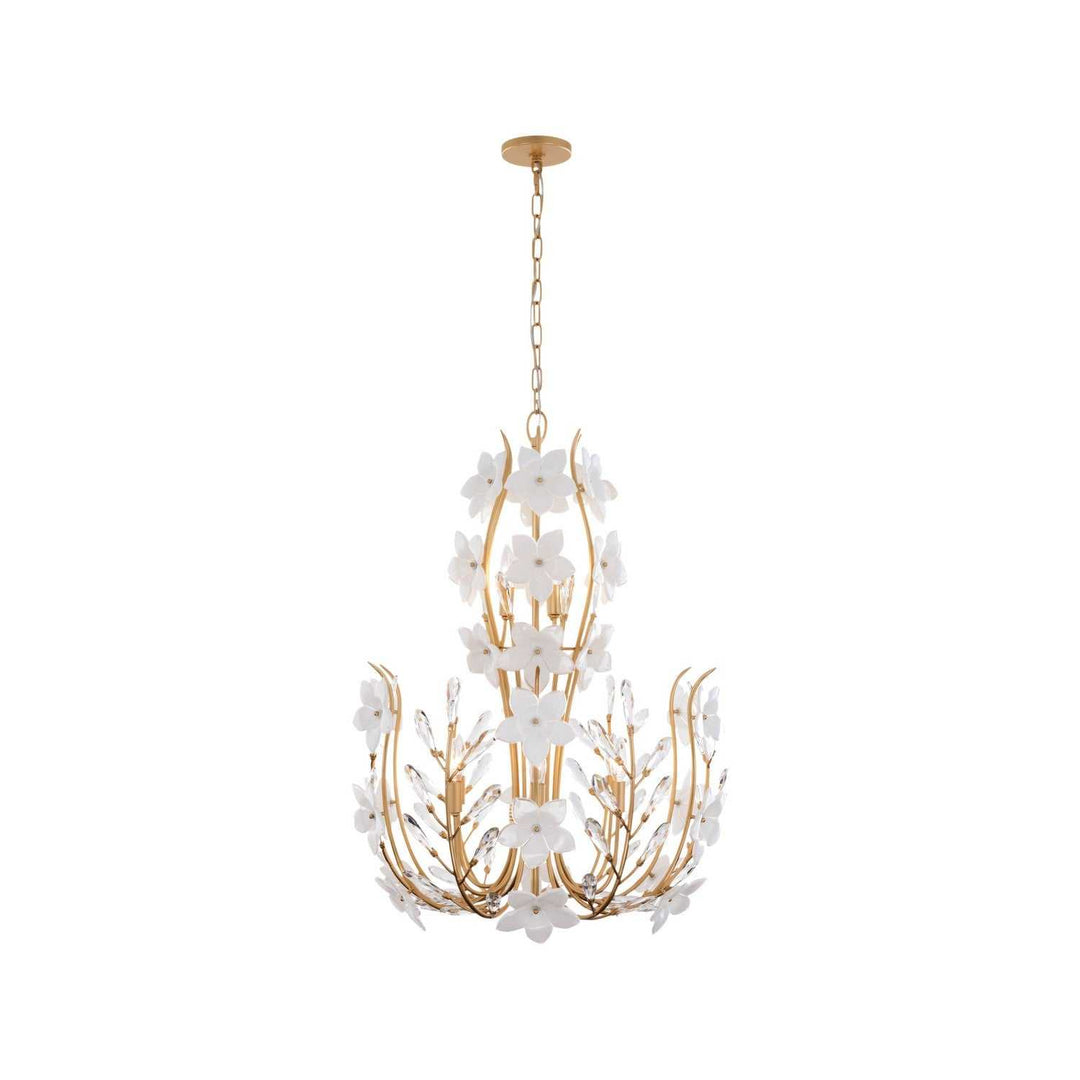 Petal Court Nine Light Chandelier in French Gold Varaluz