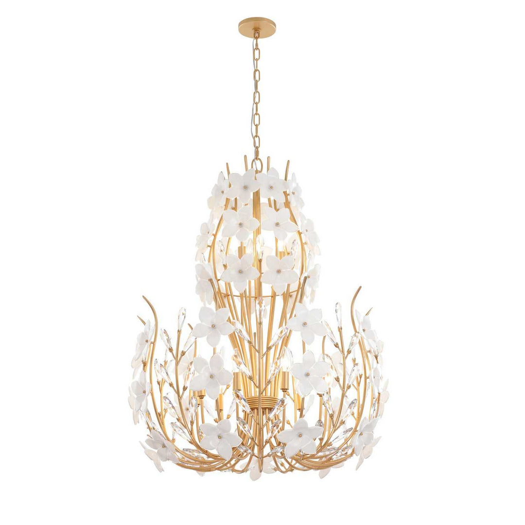 Petal Court 12 Light Chandelier in French Gold Varaluz