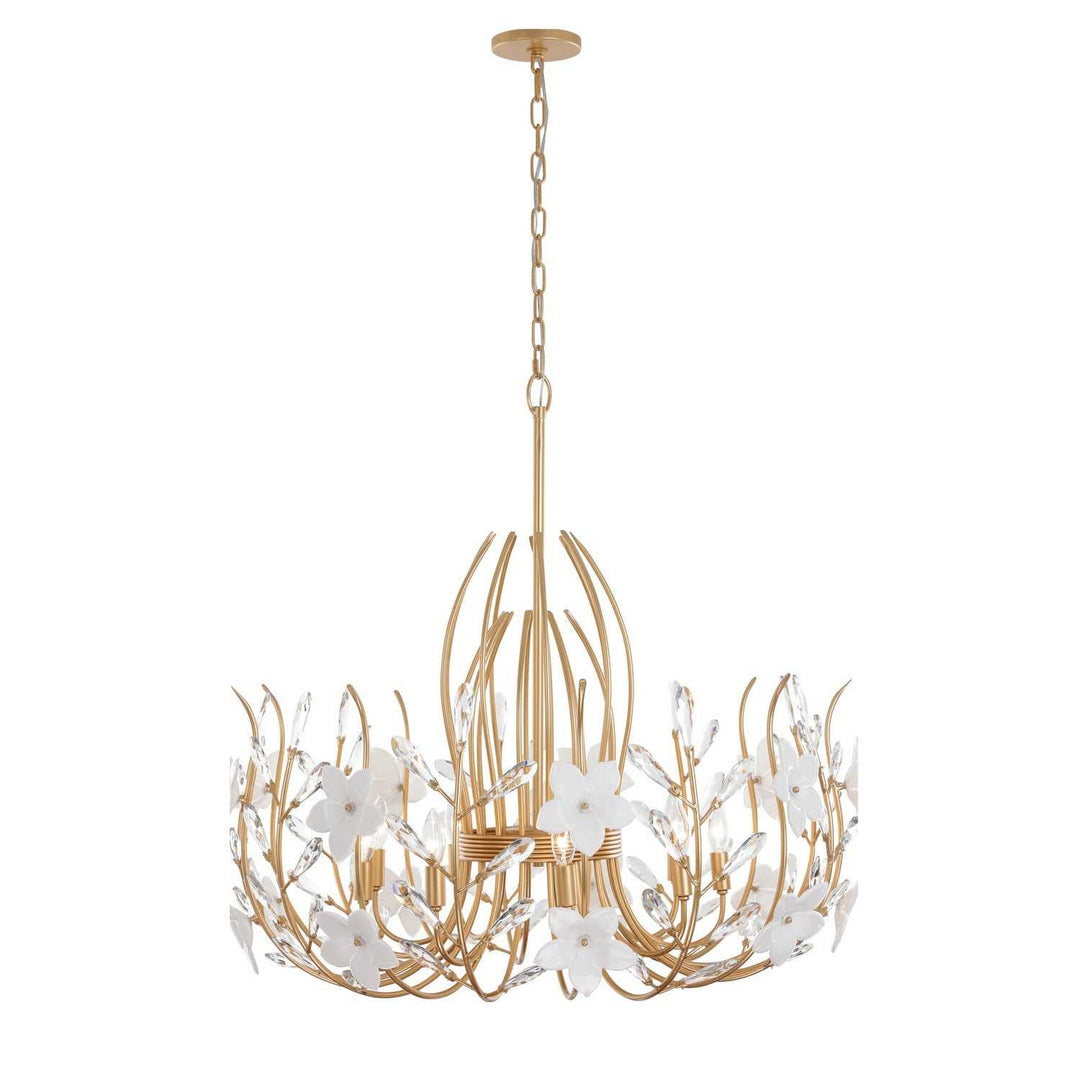 Petal Court Nine Light Pendant in French Gold Varaluz