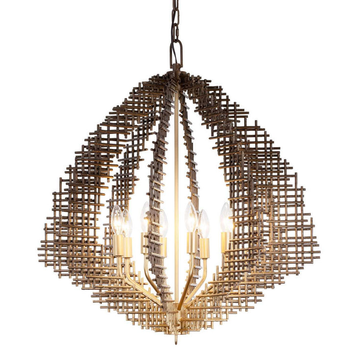 Construct Eight Light Pendant in Dark Bronze / French Gold Varaluz