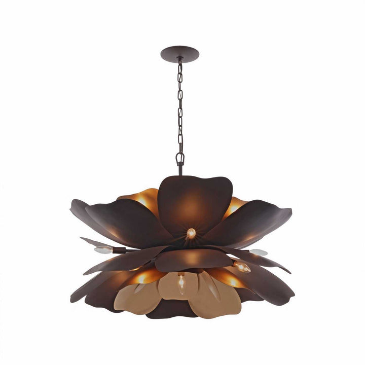 Botanic Panic 13 Light Pendant in Dark Bronze / French Gold Varaluz