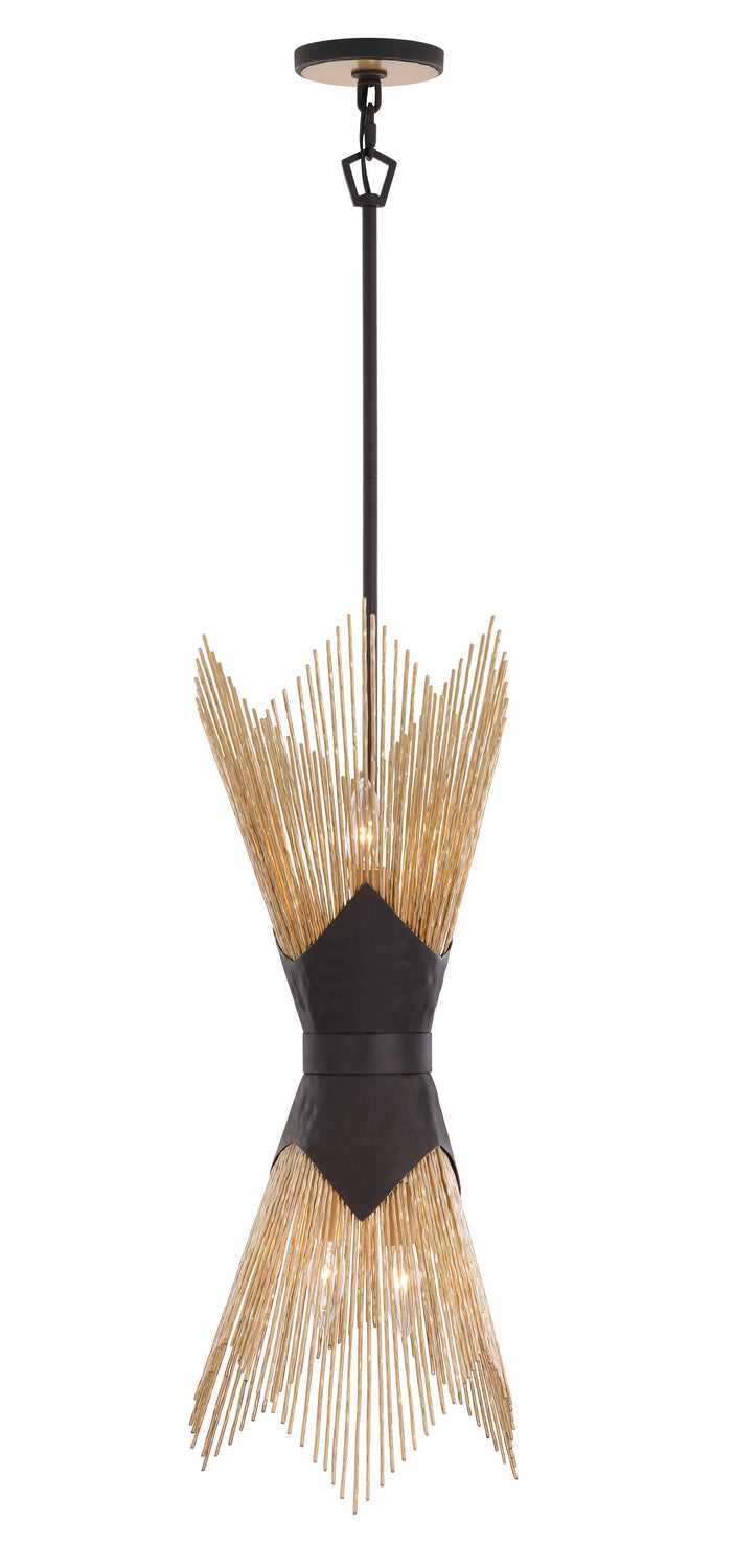 Aristocrat Four Light Foyer Pendant in Dark Bronze / French Gold Varaluz