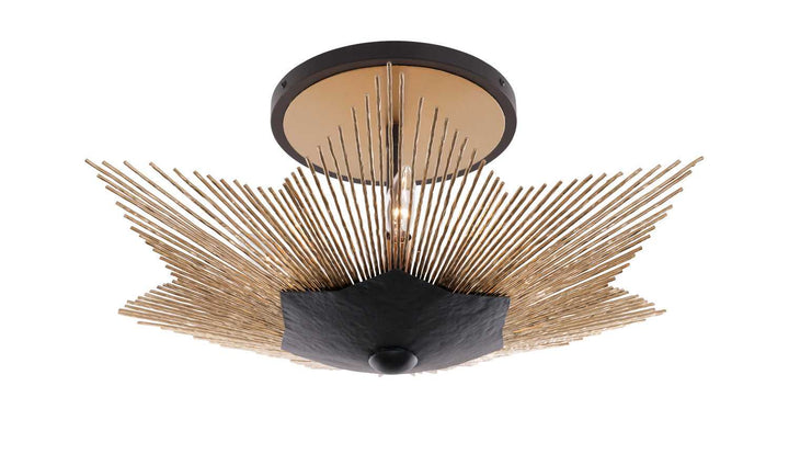 Aristocrat Three Light Semi-Flush Mount in Dark Bronze / French Gold Varaluz