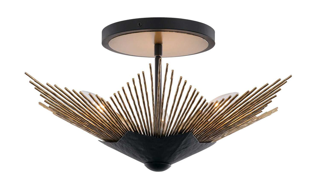 Aristocrat Four Light Semi-Flush Mount in Dark Bronze / French Gold Varaluz