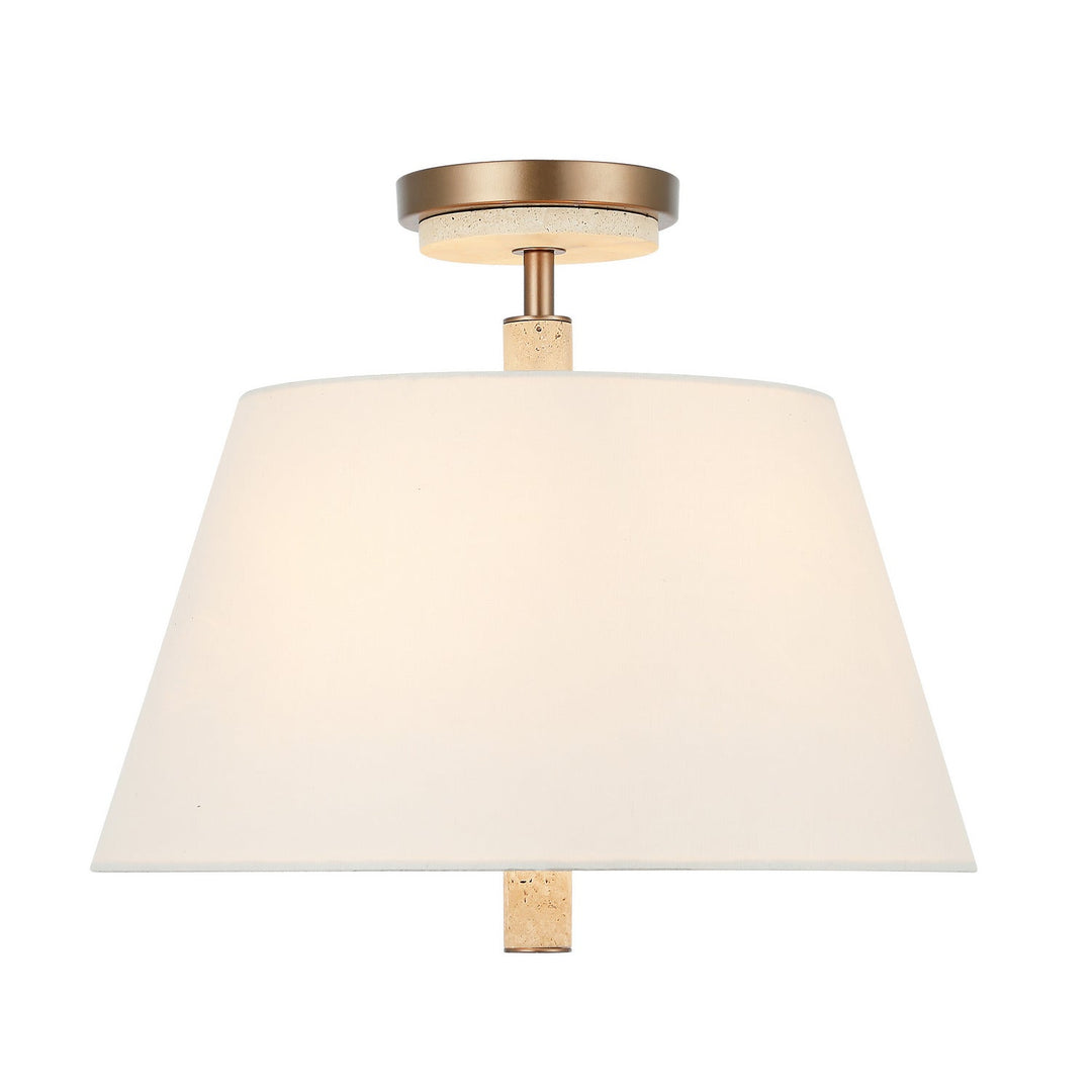 Rockford Three Light Semi-Flush Mount in Brontourage/Travartine Varaluz
