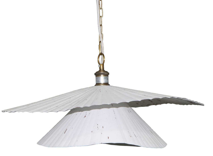 Ravi One Light Pendant in White Distress & Antique Brass Canarm Canada