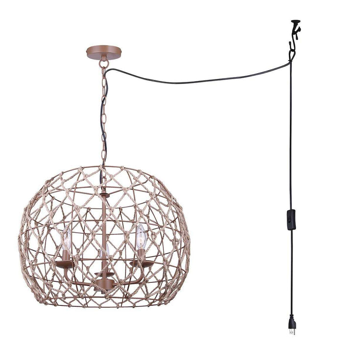 Hora-Marron Three Light Pendant in Tan Canarm Canada