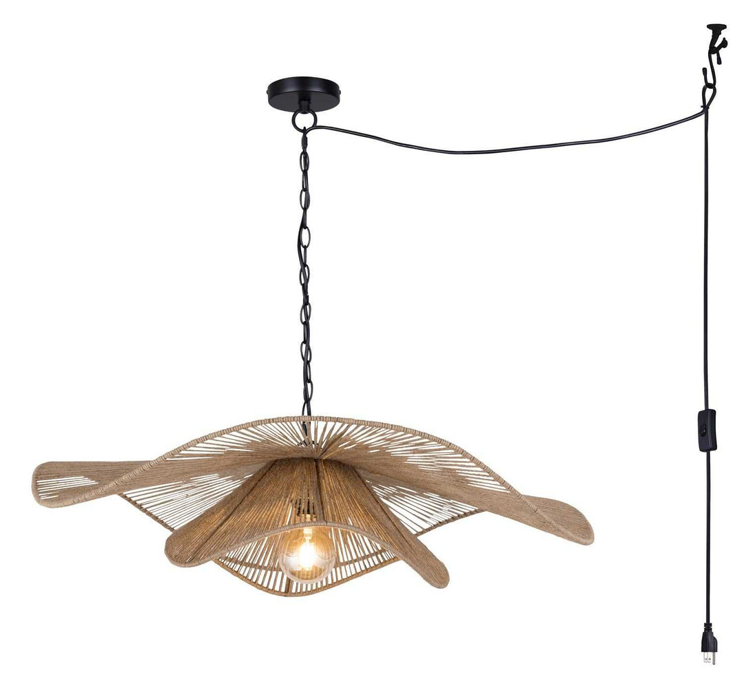 Malana One Light Pendant in Natural + Black Canarm Canada