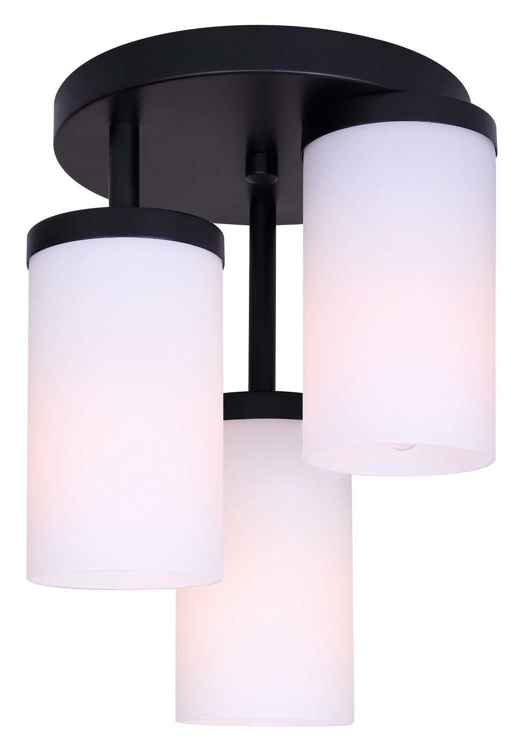 Britton Three Light Semi-Flush Mount in Matte Black Canarm Canada
