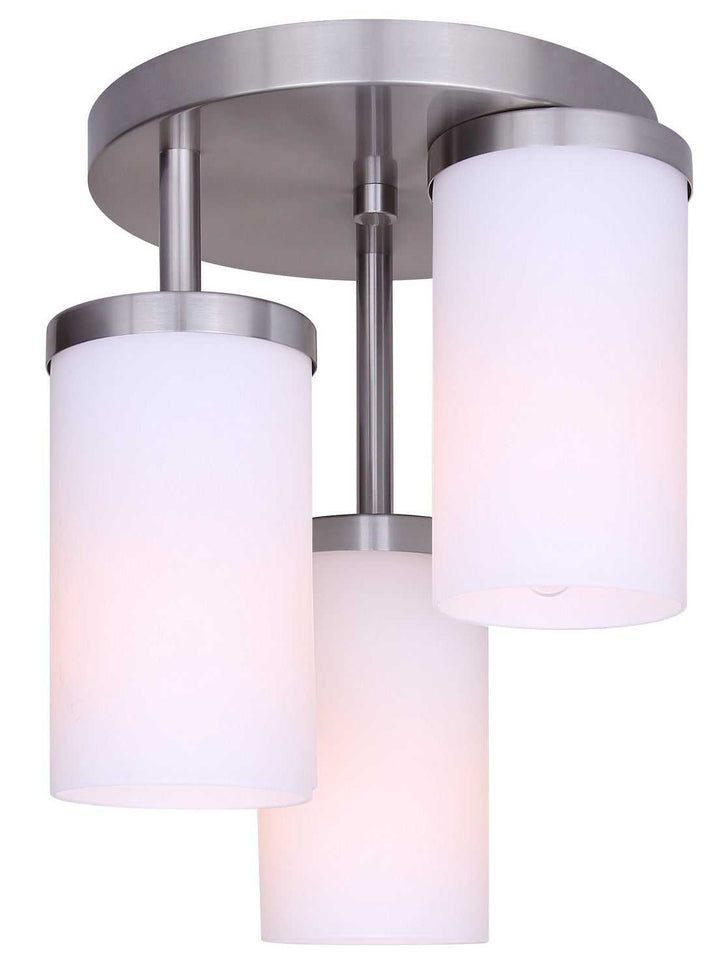 Britton Three Light Semi-Flush Mount in Brushed Nickel Canarm Canada