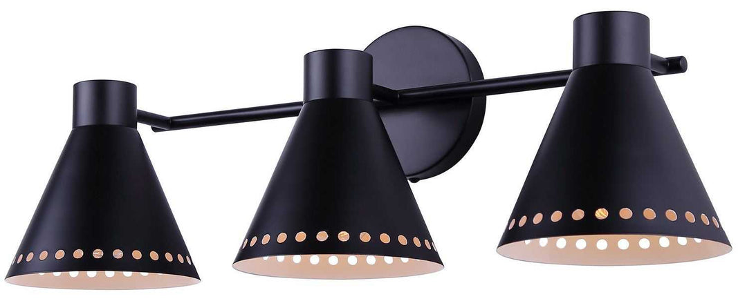 Albie Three Light Vanity in Matte Black Canarm Canada