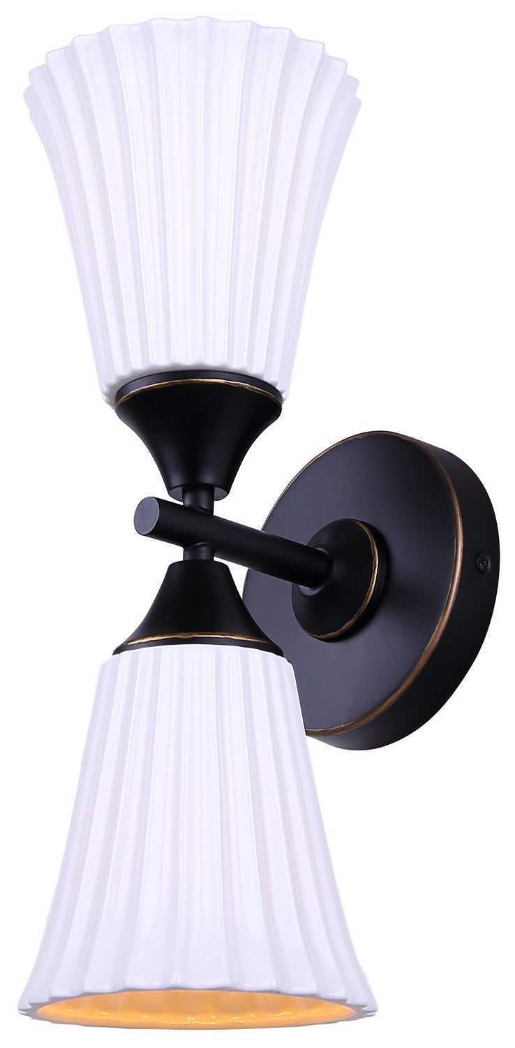 Draven Two Light Wall Sconce in Matte Black + White Canarm Canada