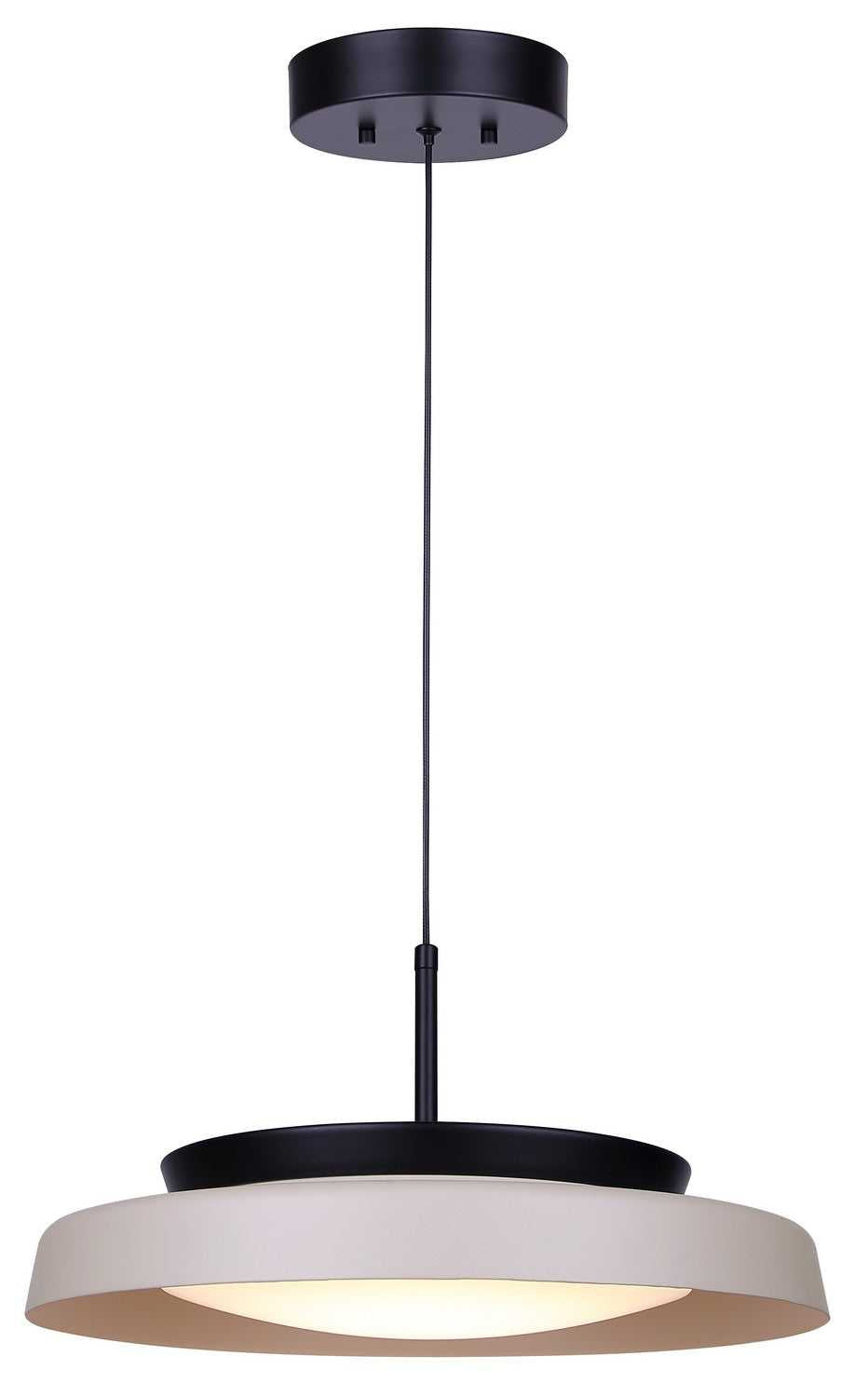 Petra LED Pendant in Matte Black And Stone Canarm Canada