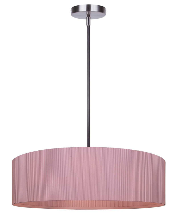 Evienne Three Light Chandelier in Brushed Nickel And Pink Canarm Canada