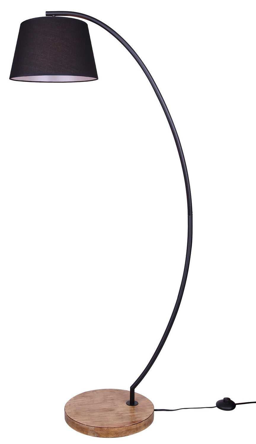 Elan One Light Floor Lamp in Matte Black & Real Wood Canarm Canada