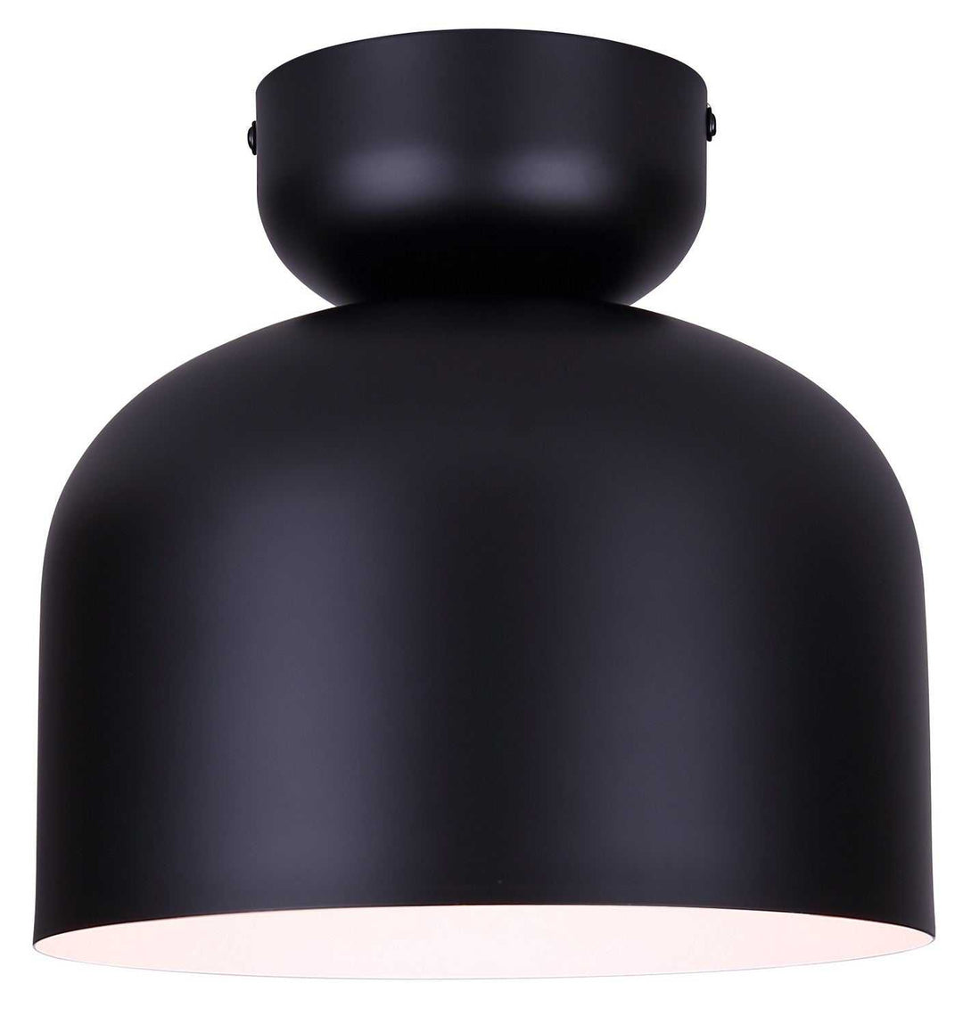 Caleb One Light Flush Mount in Matte Black & Faux Wood Canarm Canada
