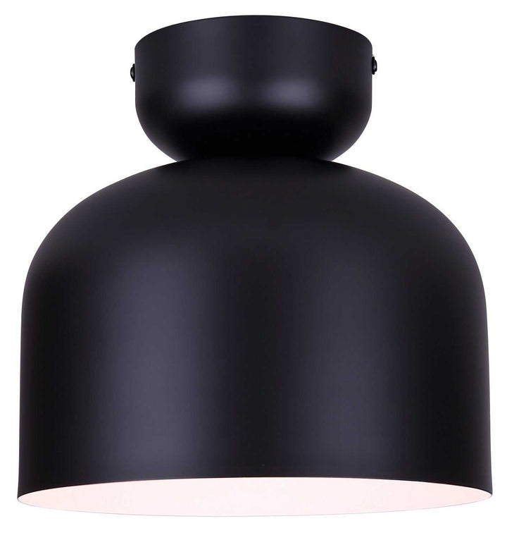 Caleb One Light Flush Mount in Matte Black & Faux Wood Canarm Canada