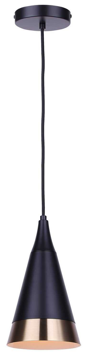 Noire One Light Pendant in Matte Black + Gold Canarm Canada
