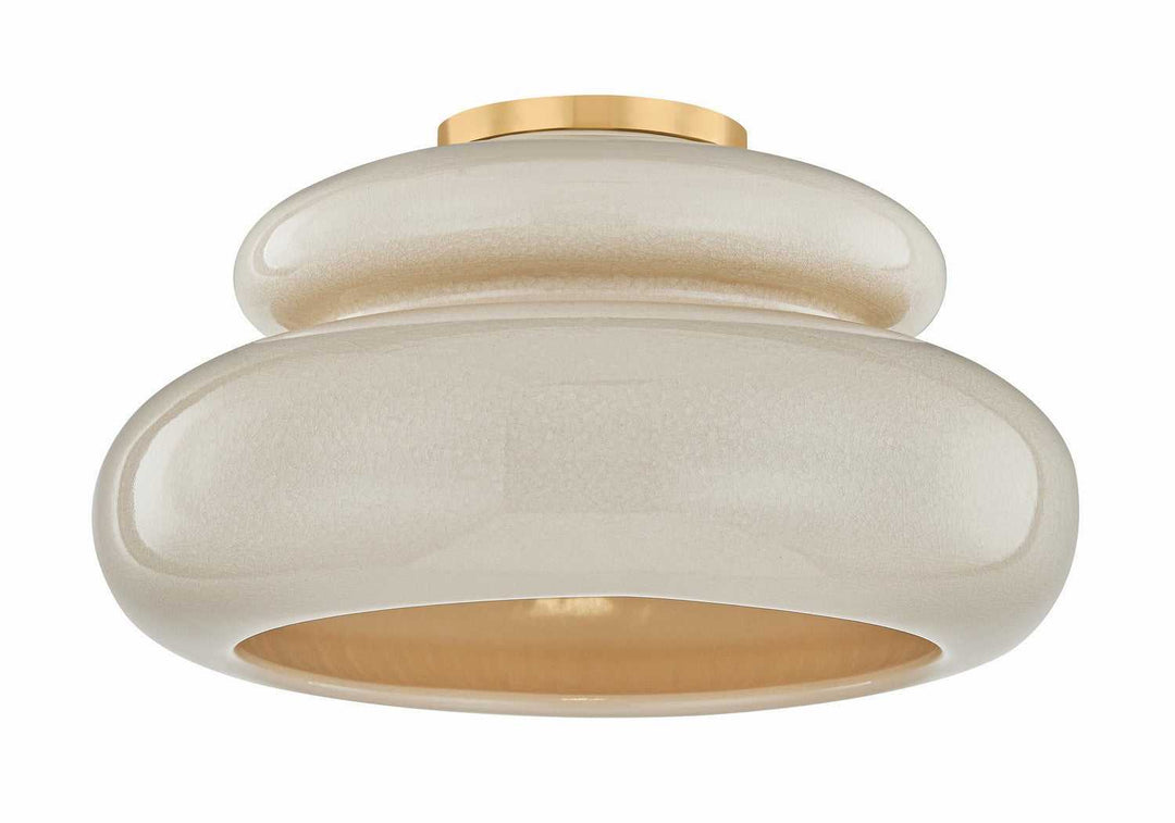 Pia One Light Semi Flush Mount in Aged Brass Mitzi Canada
